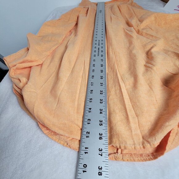 Firenze In Maglia Made In Italy Womens Linen Cotton Pleated Midi Skirt Orange - Picture 7 of 7